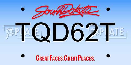 TQD62T South Dakota License Plate