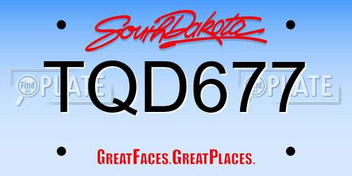 TQD677 South Dakota License Plate