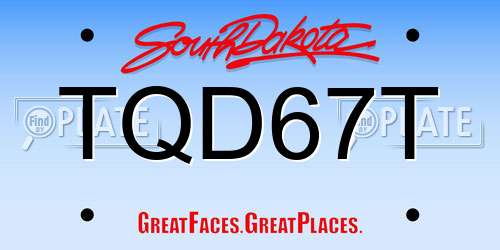 TQD67T South Dakota License Plate