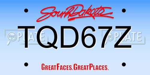 TQD67Z South Dakota License Plate