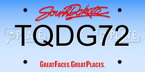 TQDG72 South Dakota License Plate