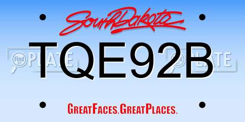 TQE92B South Dakota License Plate