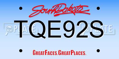 TQE92S South Dakota License Plate