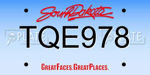 TQE978 South Dakota License Plate