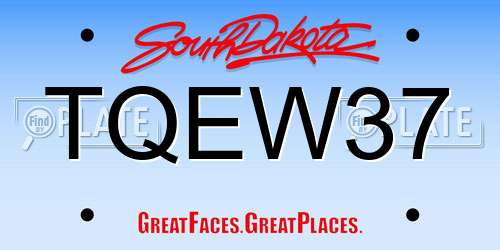 TQEW37 South Dakota License Plate
