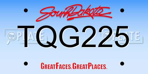 TQG225 South Dakota License Plate