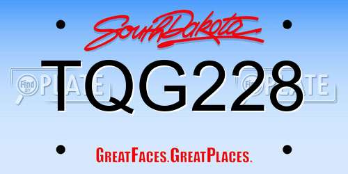 TQG228 South Dakota License Plate