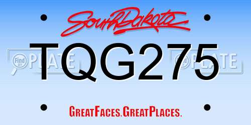 TQG275 South Dakota License Plate