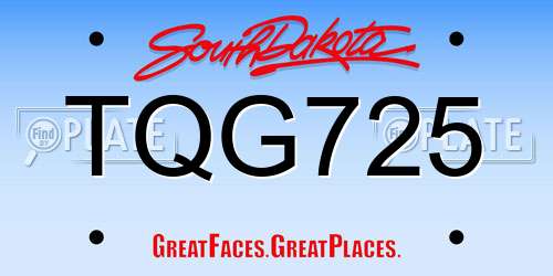 TQG725 South Dakota License Plate