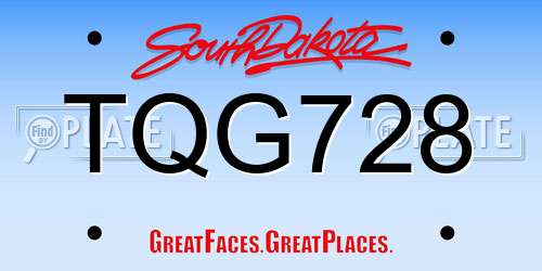 TQG728 South Dakota License Plate