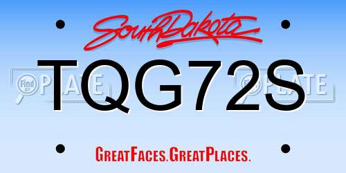 TQG72S South Dakota License Plate