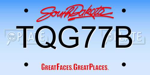 TQG77B South Dakota License Plate