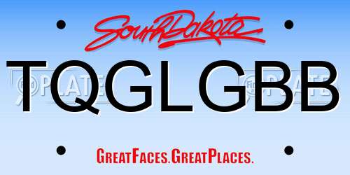 TQGLGBB South Dakota License Plate