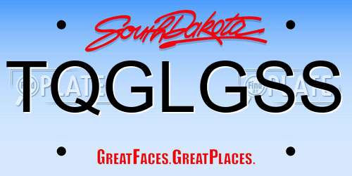 TQGLGSS South Dakota License Plate