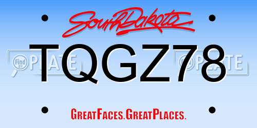 TQGZ78 South Dakota License Plate