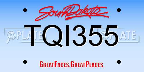 TQI355 South Dakota License Plate