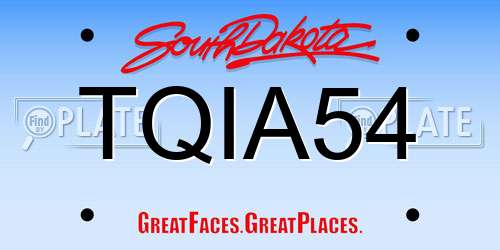 TQIA54 South Dakota License Plate