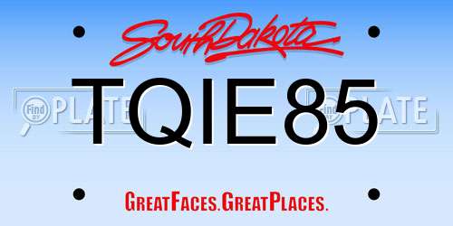 TQIE85 South Dakota License Plate
