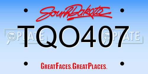 TQO407 South Dakota License Plate