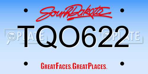 TQO622 South Dakota License Plate