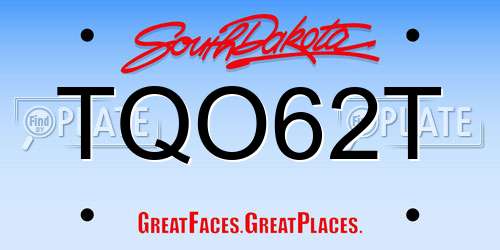 TQO62T South Dakota License Plate