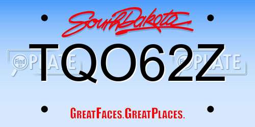 TQO62Z South Dakota License Plate