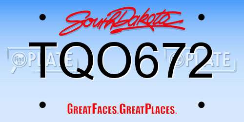 TQO672 South Dakota License Plate