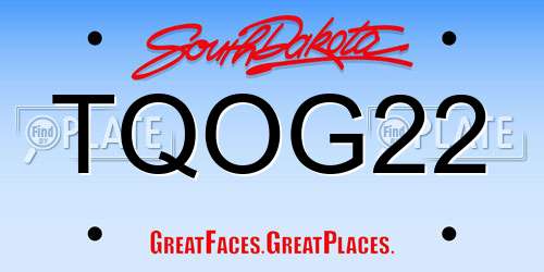 TQOG22 South Dakota License Plate
