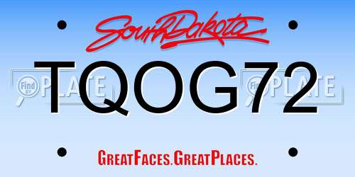 TQOG72 South Dakota License Plate