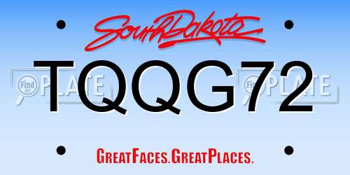 TQQG72 South Dakota License Plate