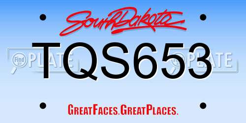 TQS653 South Dakota License Plate