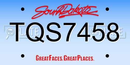 TQS7458 South Dakota License Plate