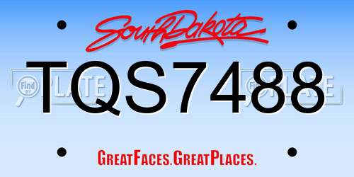 TQS7488 South Dakota License Plate