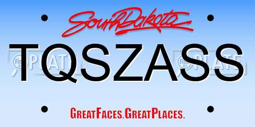 TQSZASS South Dakota License Plate