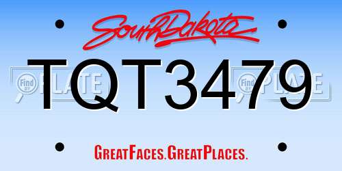 TQT3479 South Dakota License Plate