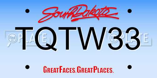 TQTW33 South Dakota License Plate