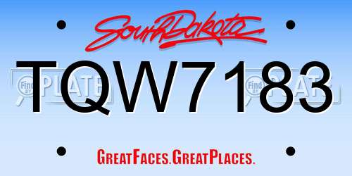 TQW7183 South Dakota License Plate