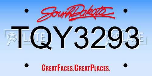 TQY3293 South Dakota License Plate