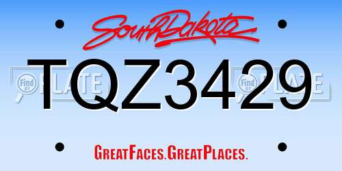 TQZ3429 South Dakota License Plate