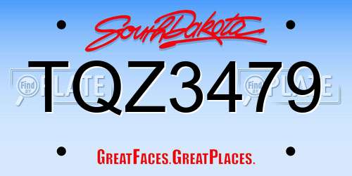 TQZ3479 South Dakota License Plate