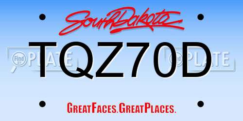 TQZ70D South Dakota License Plate