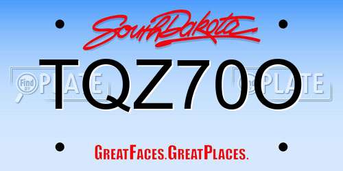 TQZ70O South Dakota License Plate