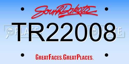 TR22008 South Dakota License Plate