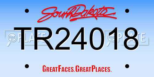 TR24018 South Dakota License Plate