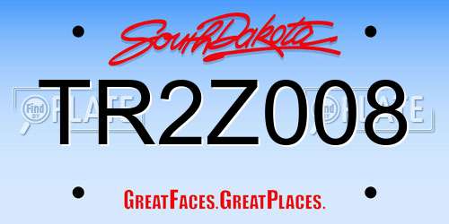 TR2Z008 South Dakota License Plate