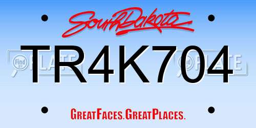 TR4K704 South Dakota License Plate