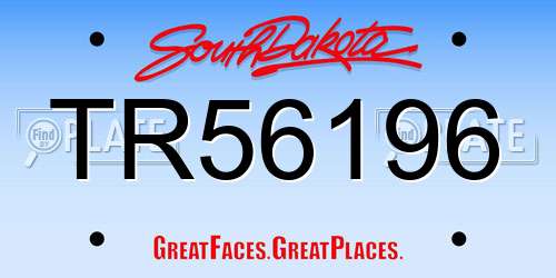 TR56196 South Dakota License Plate