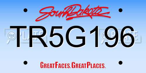 TR5G196 South Dakota License Plate