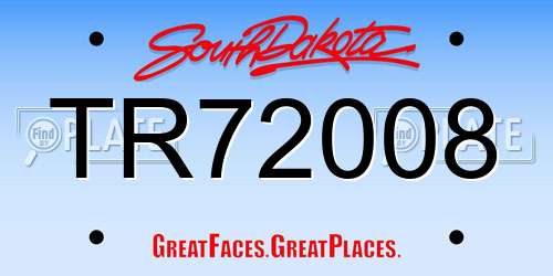 TR72008 South Dakota License Plate