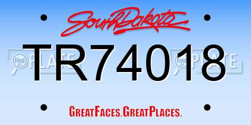 TR74018 South Dakota License Plate